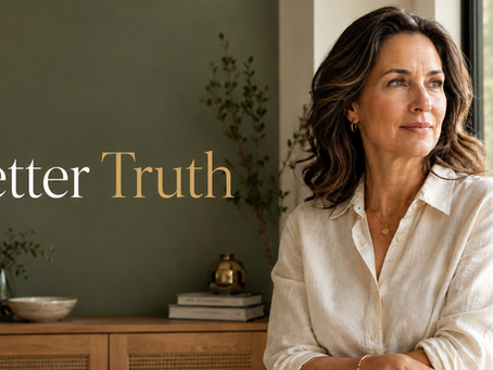 Midlife woman thinking deeply about reframing thoughts and choosing better truth over forced positivity