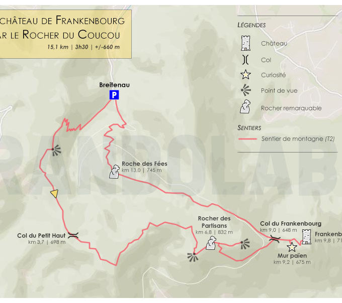 Le château de Frankenbourg par le Rocher du Coucou