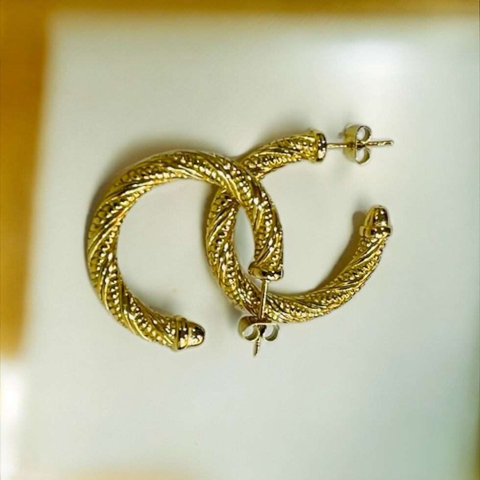 Thumbnail: Embellished Twisted Semi Hoop Earring