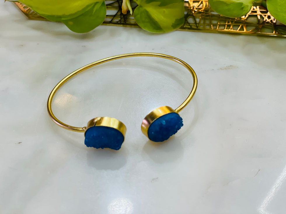 Thumbnail: Sugar Druzy Stone Brass Bracelet