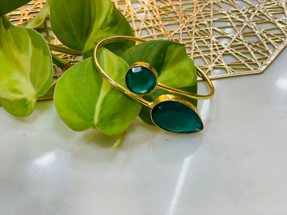 Thumbnail: Green and Pink Crystal Stone Bracelet