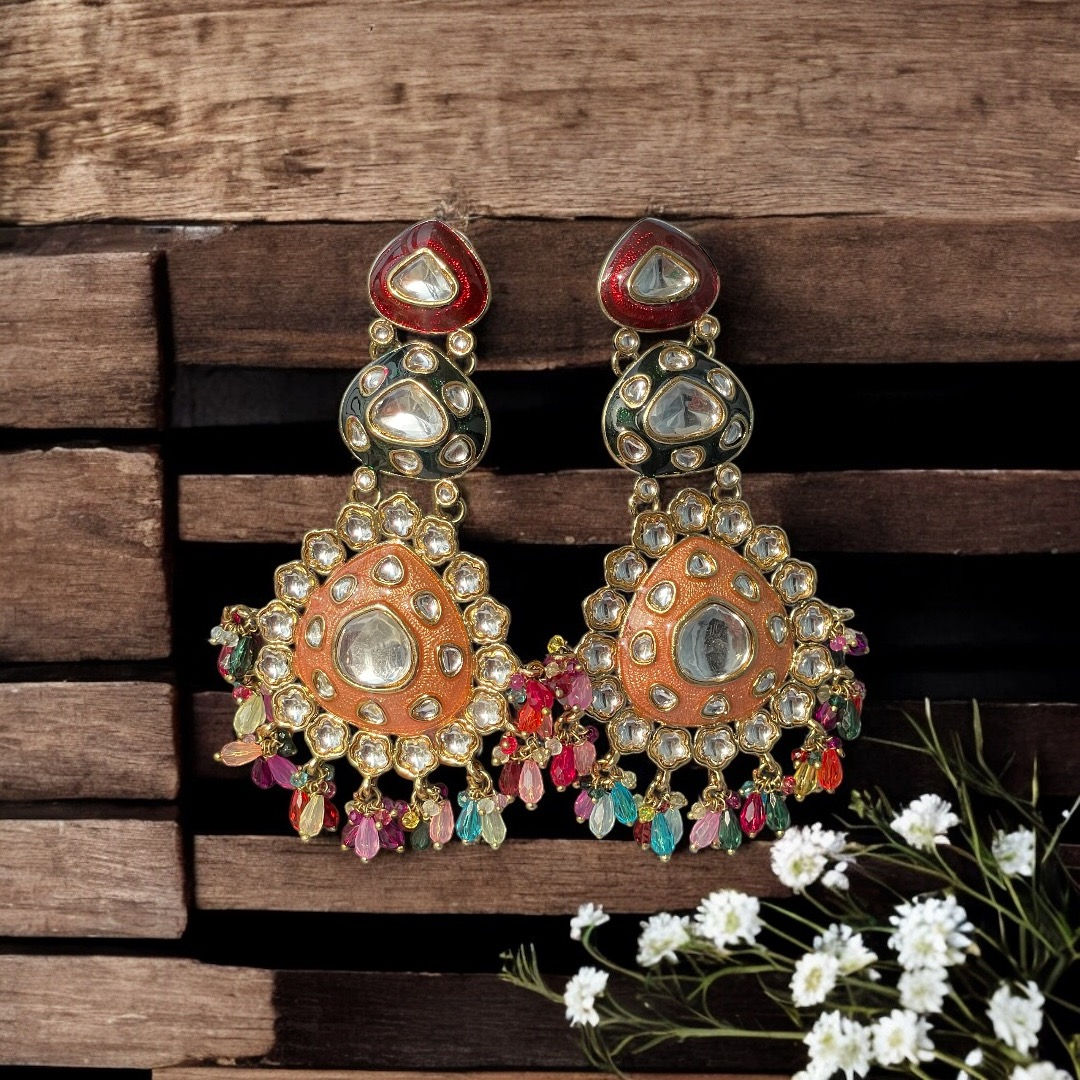 Suhana Multicolour Enamelled Kundan Earring