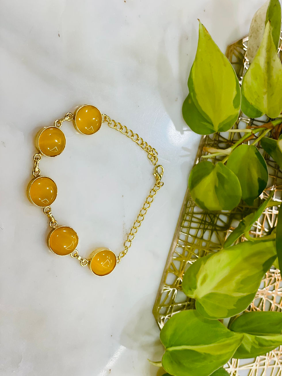 Thumbnail: Mustard Stone Adjustable Bracelet