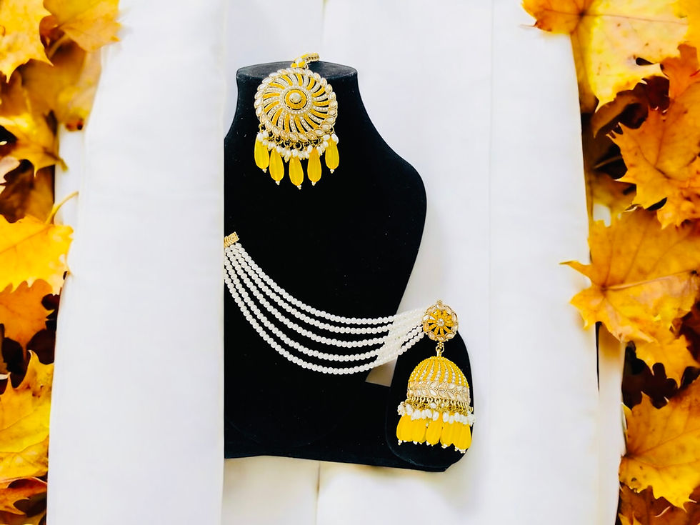 Rubina Yellow Bahubali Earring Set