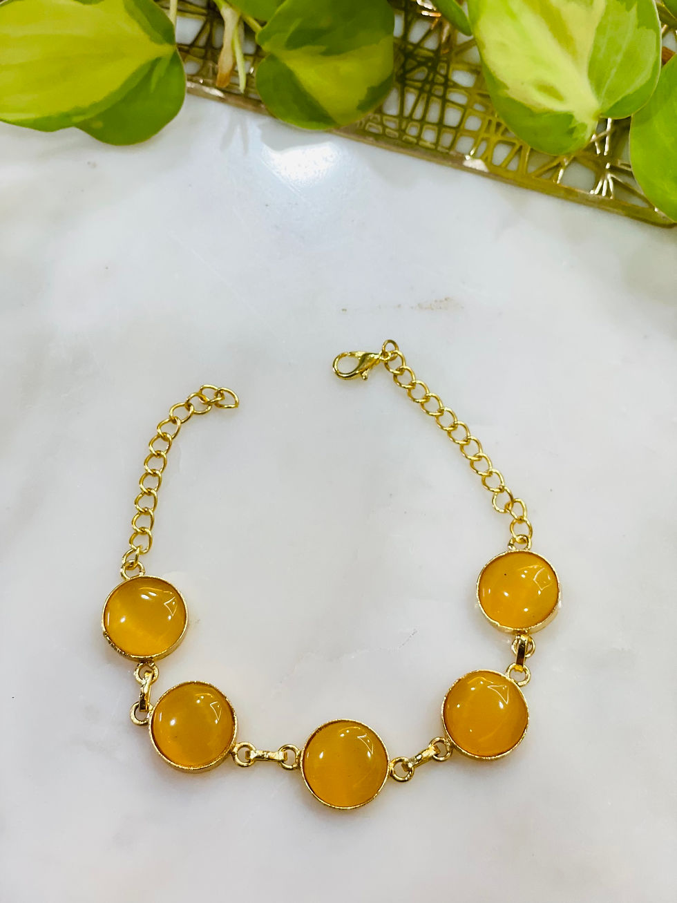 Thumbnail: Mustard Stone Adjustable Bracelet