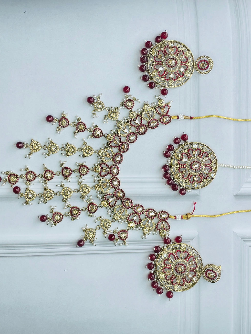 Thumbnail: Sania Maroon Pakistani Neckace Set 
