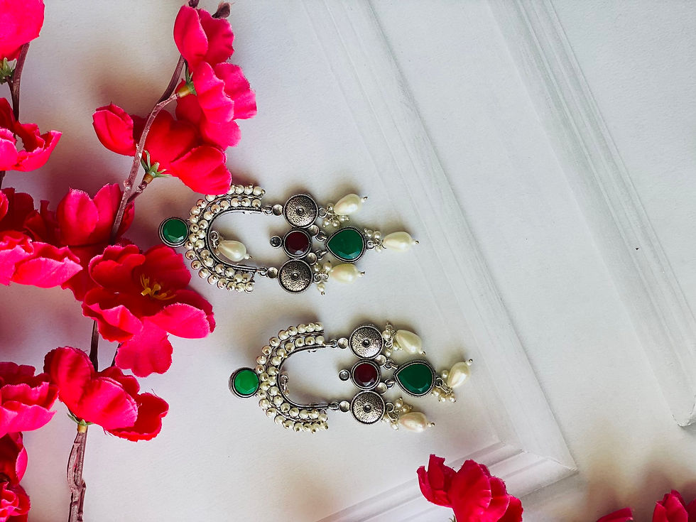 Thumbnail: Mehrin Multicoloured Lightweight Silver Earring