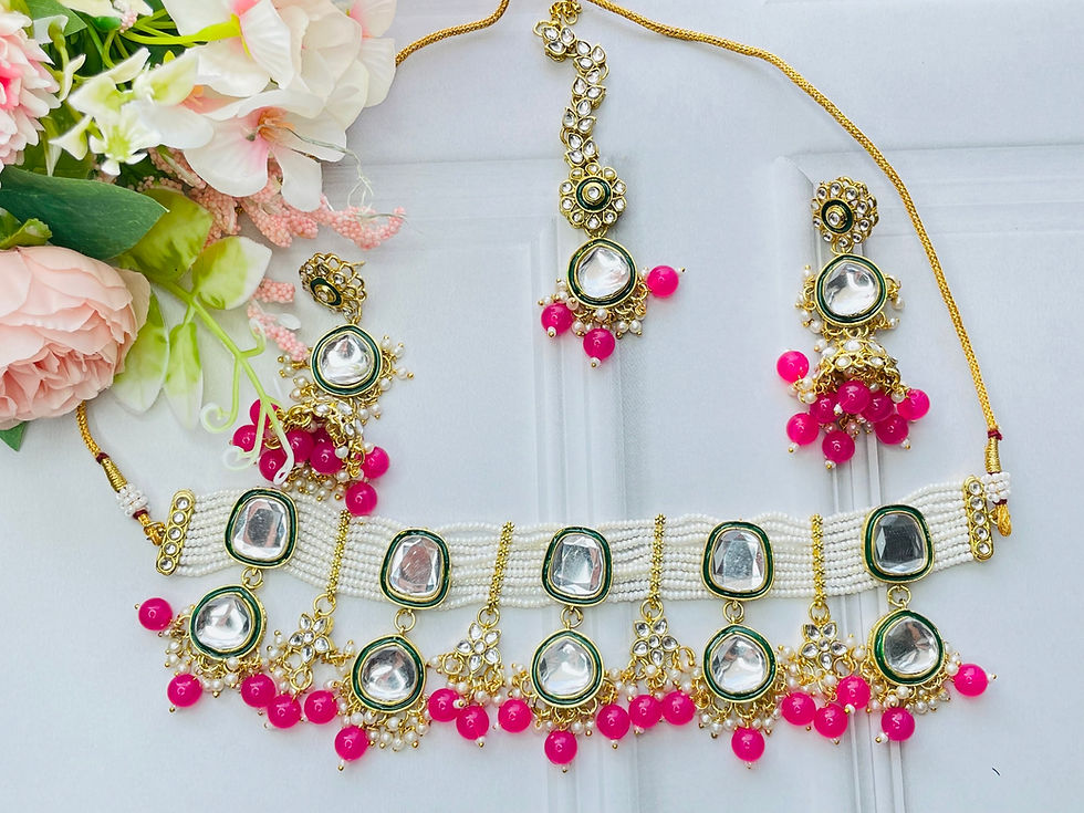 Thumbnail: Kamini Moti Pirohi Necklace Set