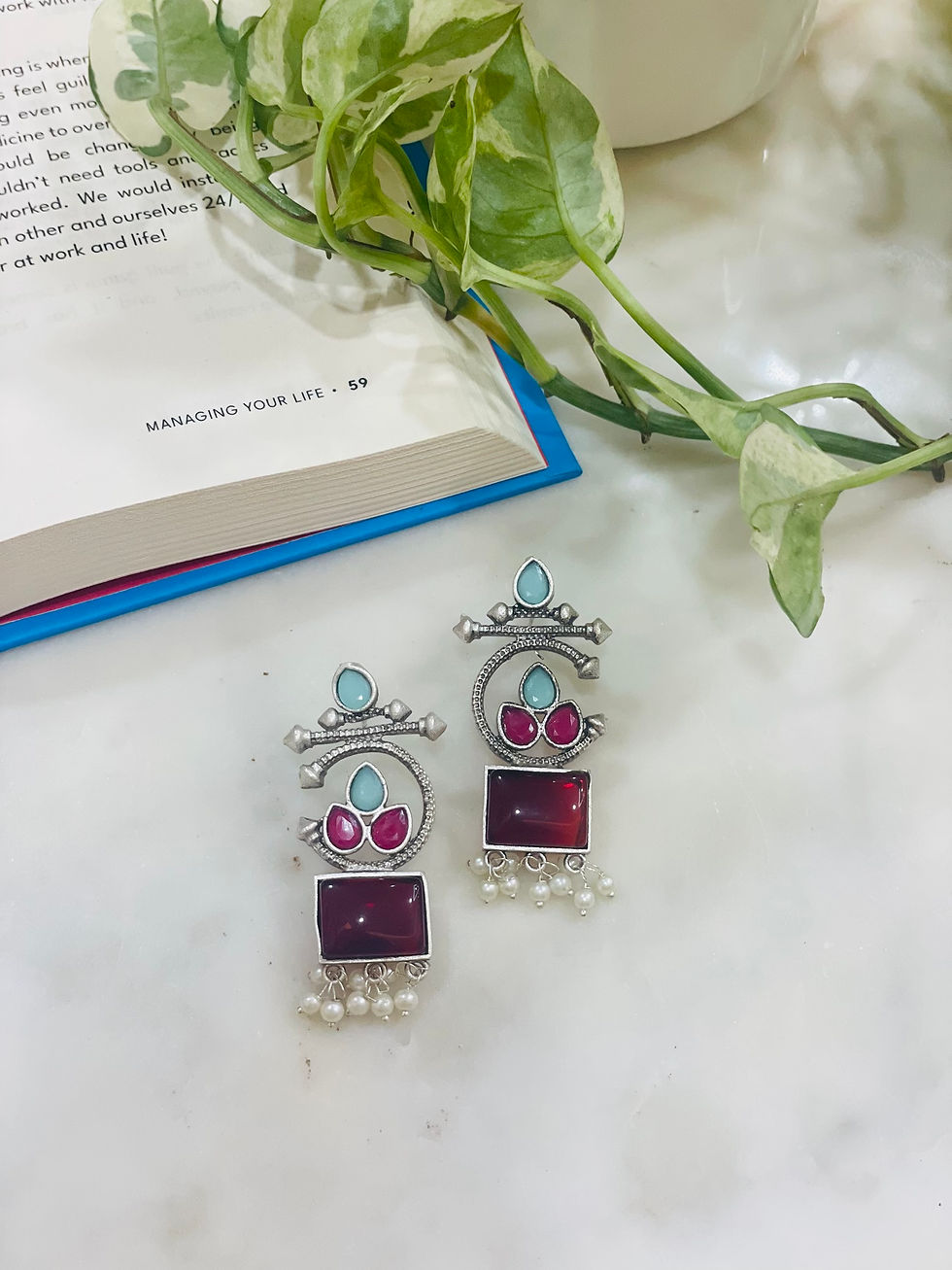 Thumbnail: Geometric Multicoloured earring  