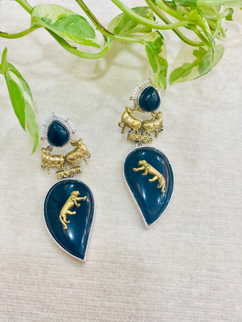 Thumbnail: Brand Inspired Black Gold Tone earring