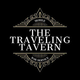 black and gold logo for traveling tavern
