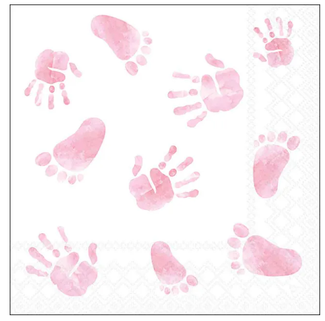 Serviette Hands and Feet pink