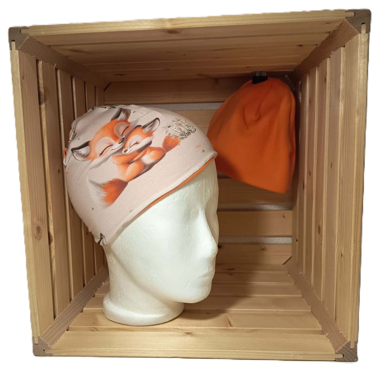 Beanie (Fleece)-Fuchs mit Baby/orange