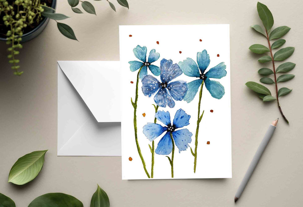 Blue Flowers with Dots