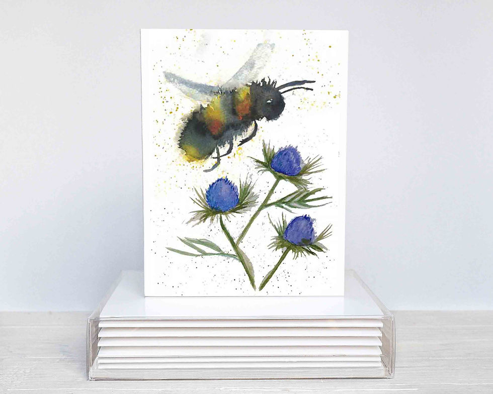 Thumbnail: Bee with Thistle blank note cards