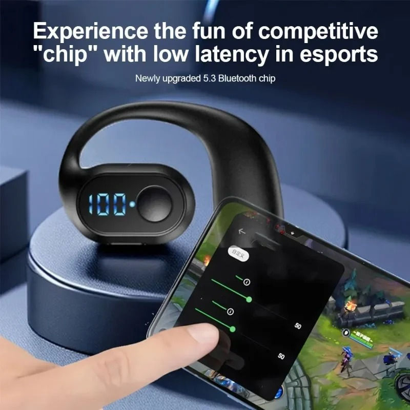 Fone Bluetooth 5.3 TWS Sem Fio Ear Hook HiFi Estéreo Redução Ruído À Prova
