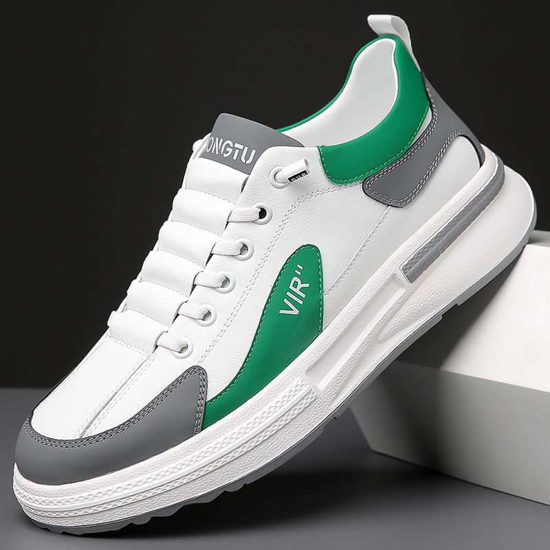 White Chunky Sneakers Men Round Toe Slip Platform Rubber Sole Cushioned Solid Sh