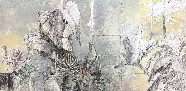 A painting inspired by the poem House by Angela Ball