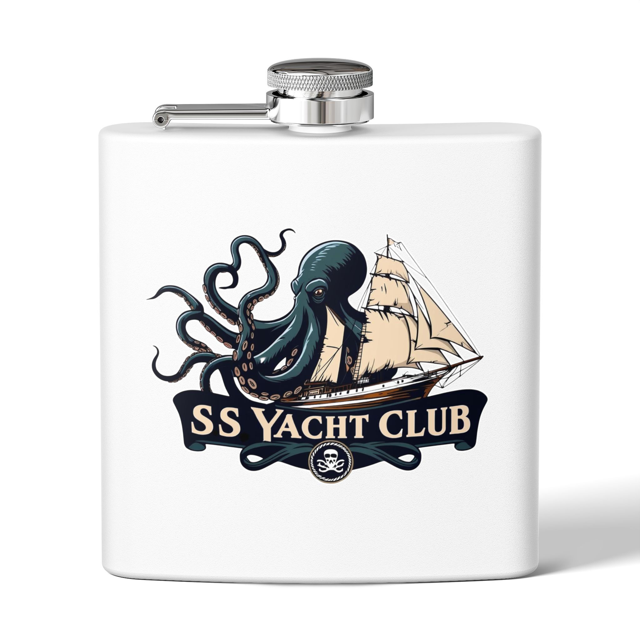 Nautical Stainless Steel Flask, 6oz, SS Yacht Club Design