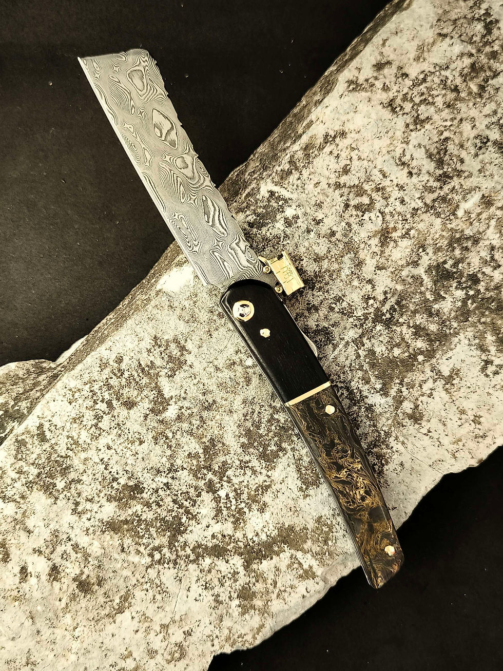 Miniature : Couteau Compagnon greffoir roulotte damas " le gold" 