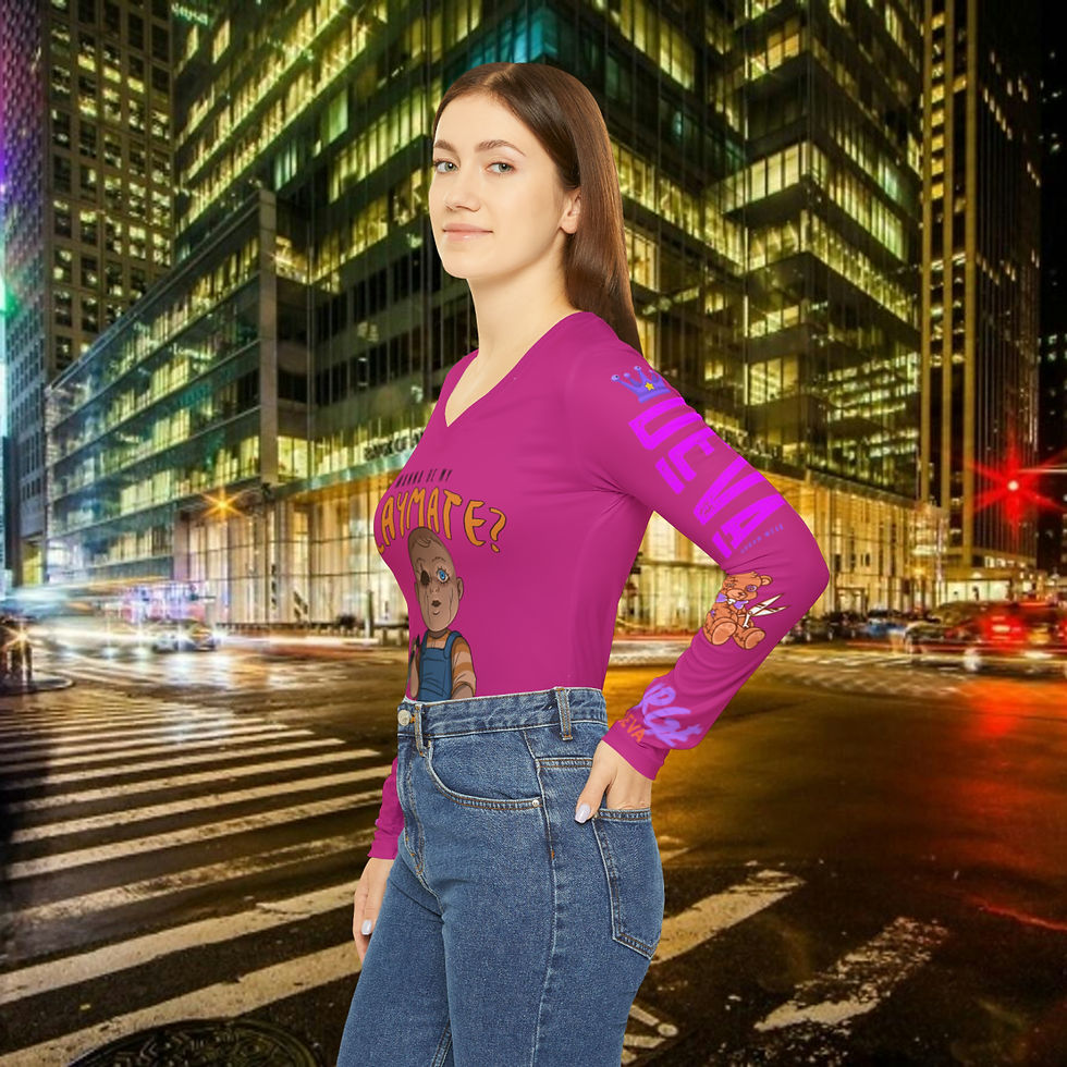 Thumbnail: Play DEVA Long Sleeve V-neck PINK (AOP)