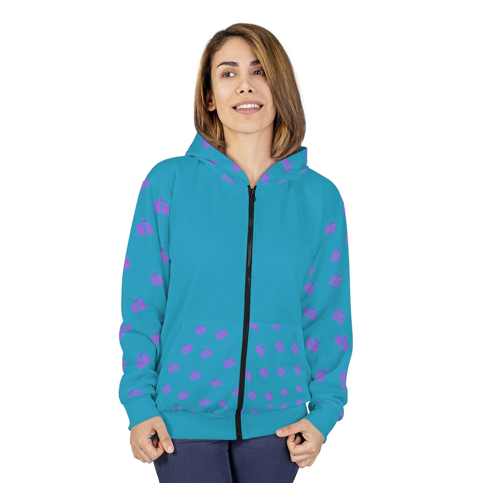 Thumbnail: Deva-Print Zip Heavy Hoodie (Turquoise)