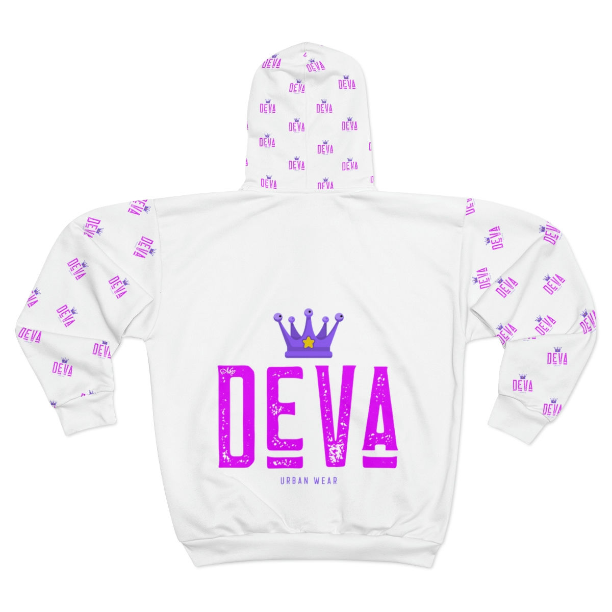 Deva-Print Zip Heavy Hoodie (White)