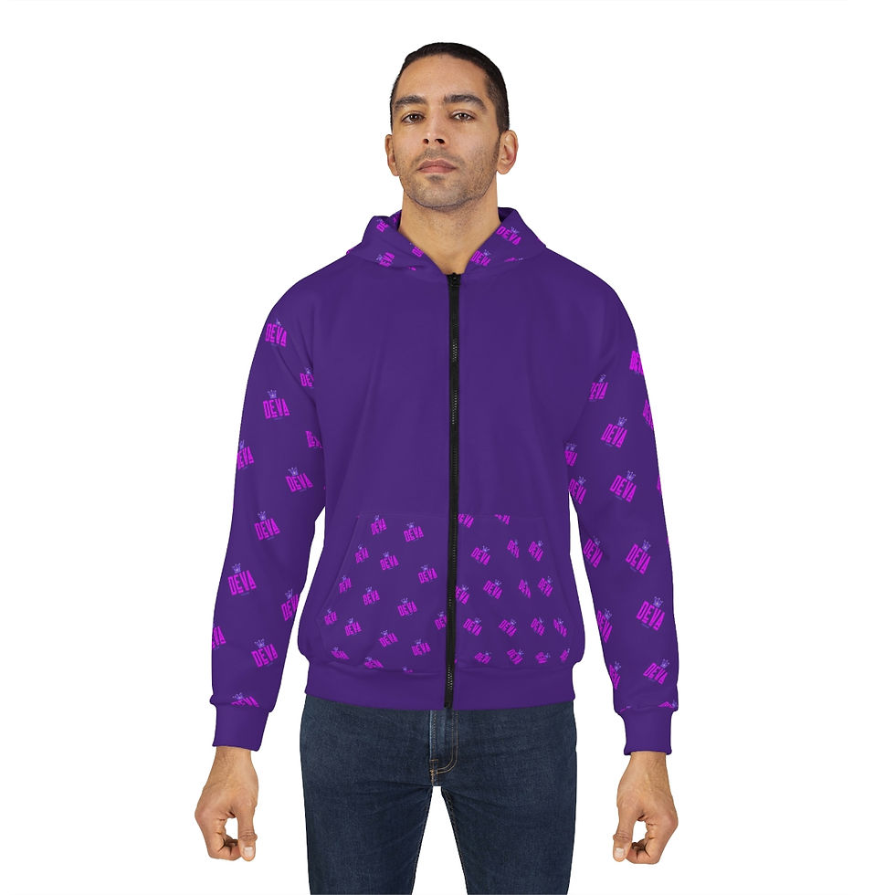 Thumbnail: Deva-Print Zip Heavy Hoodie (Purple)