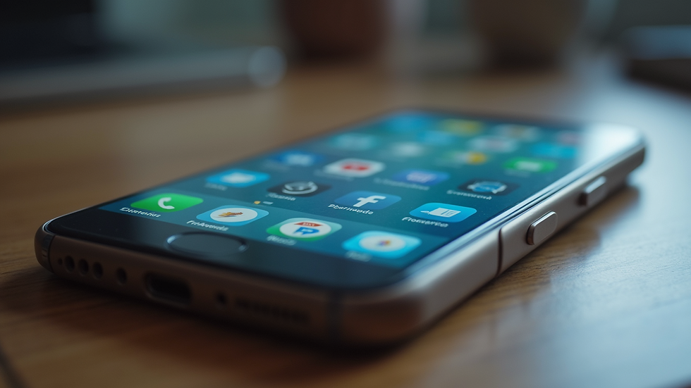 Close-up view of a smartphone displaying productivity apps