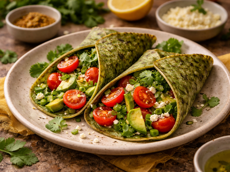 Crepes verdes de espinaca con relleno fresco