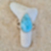 Silberner Larimar-Ring, tropfenförmig