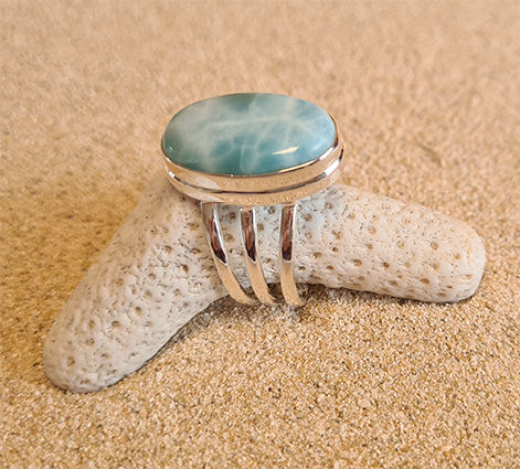 Miniaturbild: Elegantes Larimar-Ring, Silber