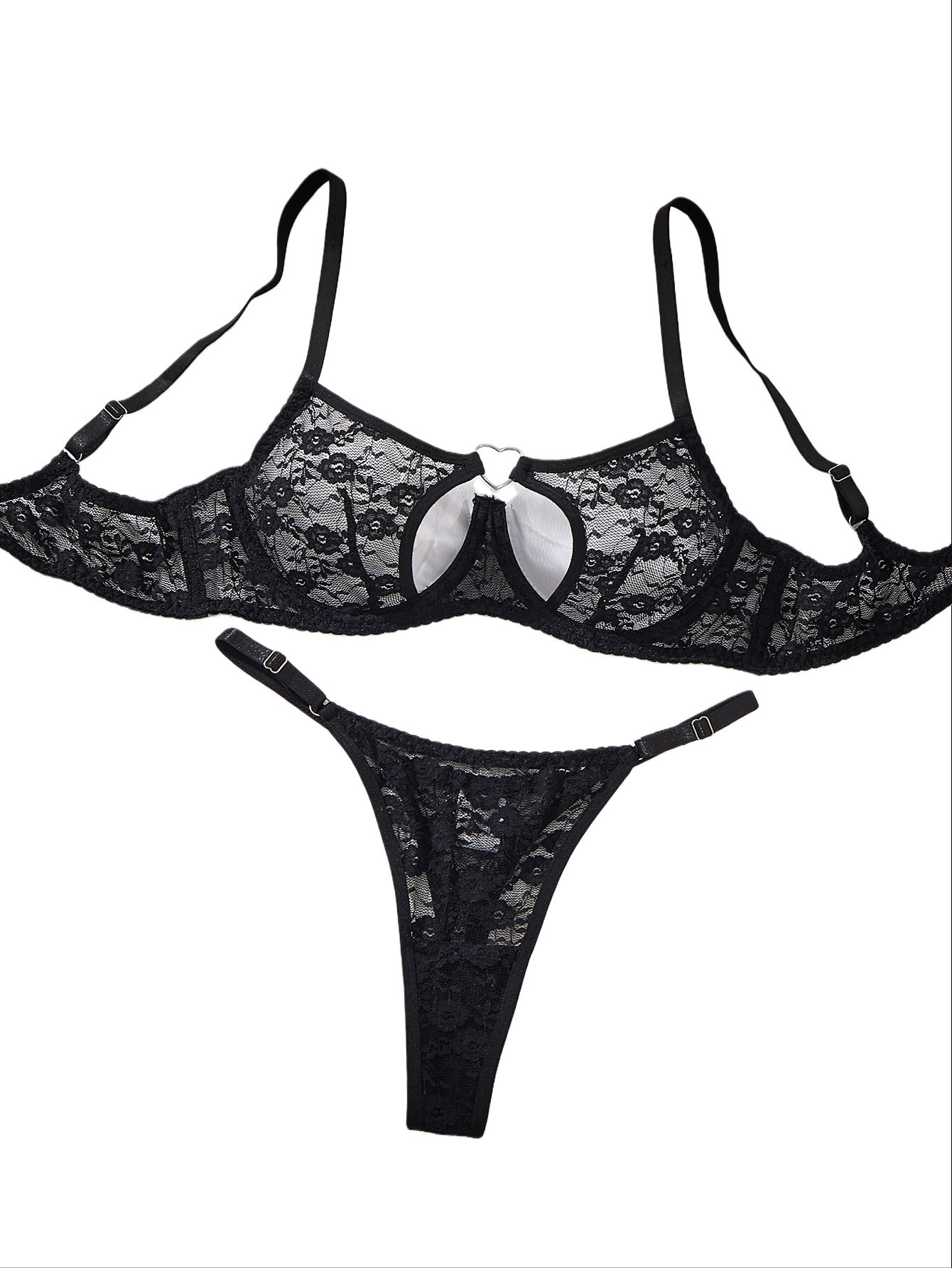 Elegant Design Bra And Panties Set with Unique Heart Buckle Comfortable Fashion