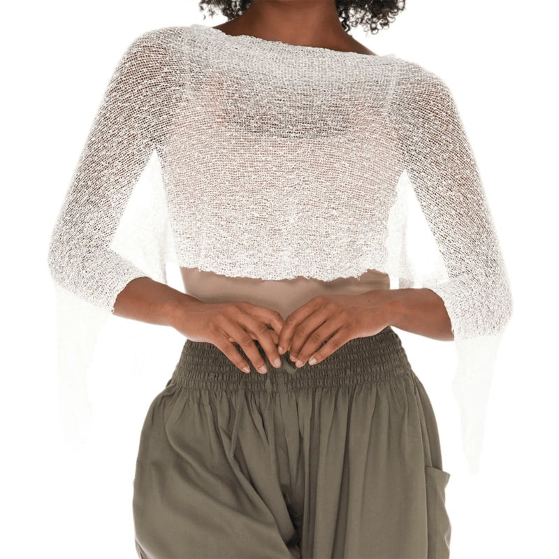 Thumbnail: Summer Irregular Knitted Cover-ups Crop Tops Y2k Aesthetic Vintage Smocked T-shi