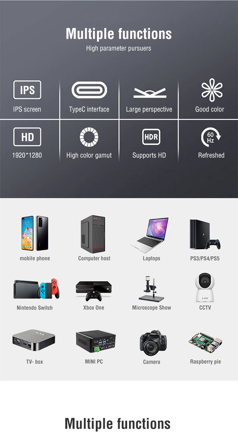 Thumbnail: Anmite 10.5-Inch Portable Monitor 1280P HDR 15:10 Low Blue Light For XBox PS4 / 