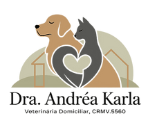 Logo com cão e gato formando um coração – Dra. Andréia Karla, Goiânia