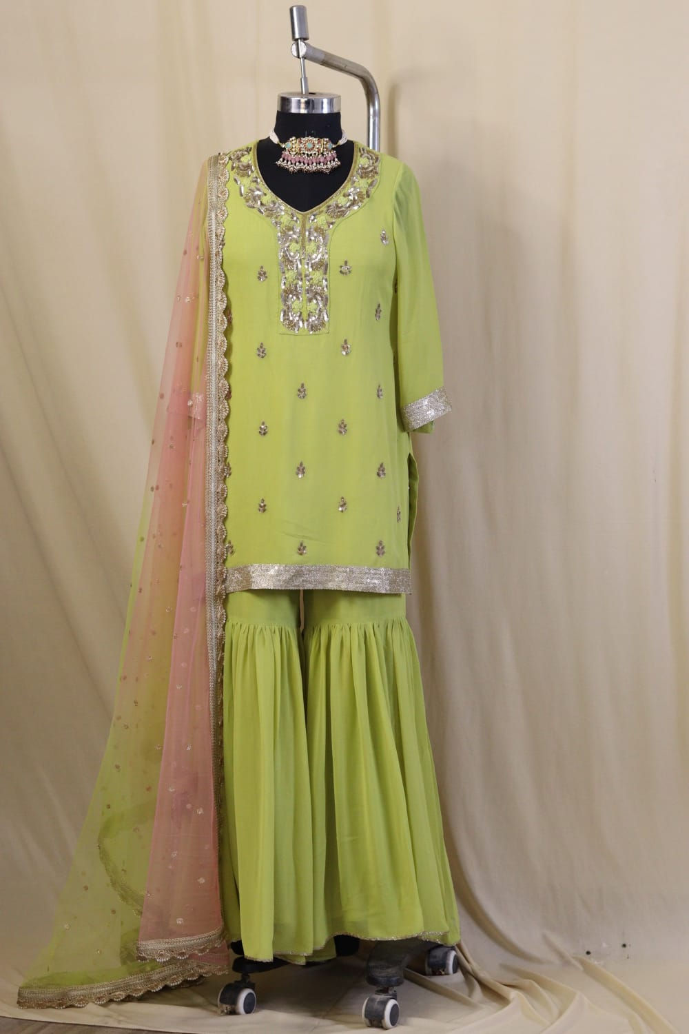Green Sharara set 