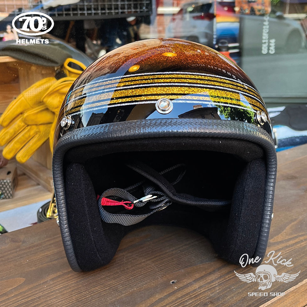 Miniatura: Casco vintage anni '70 - Arancione a righe multicolore - TAGLIA PICCOLA