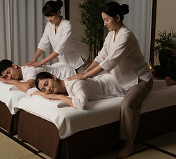 Firefly_Gemini Flash_two lady working shiatsu therapy for couple wearing clothes on a ma