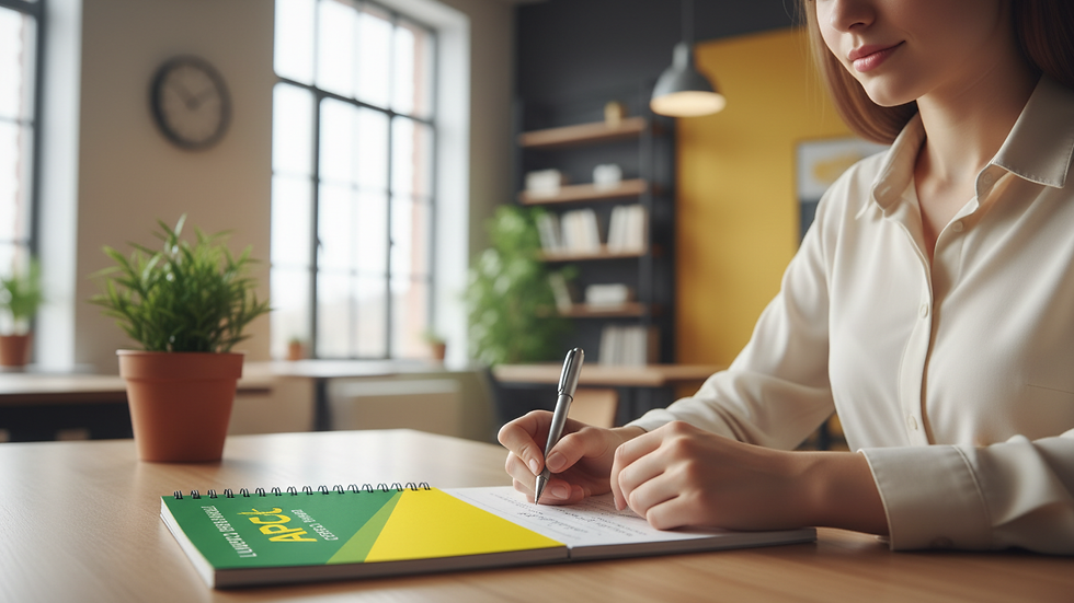 Eye-level view of a student writing notes in a notebook
