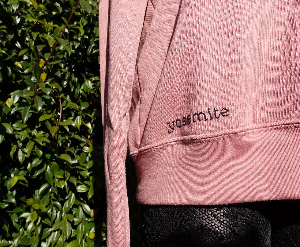 Thumbnail: unisex mauve sweatshirt hem detail yosemite