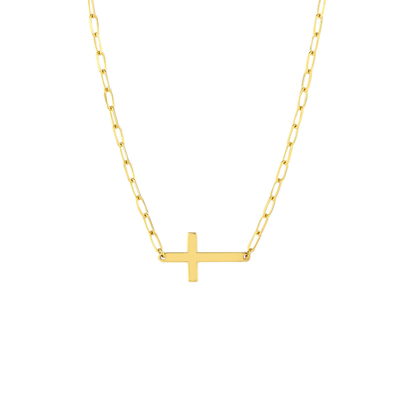 14K Sideways Cross Necklace