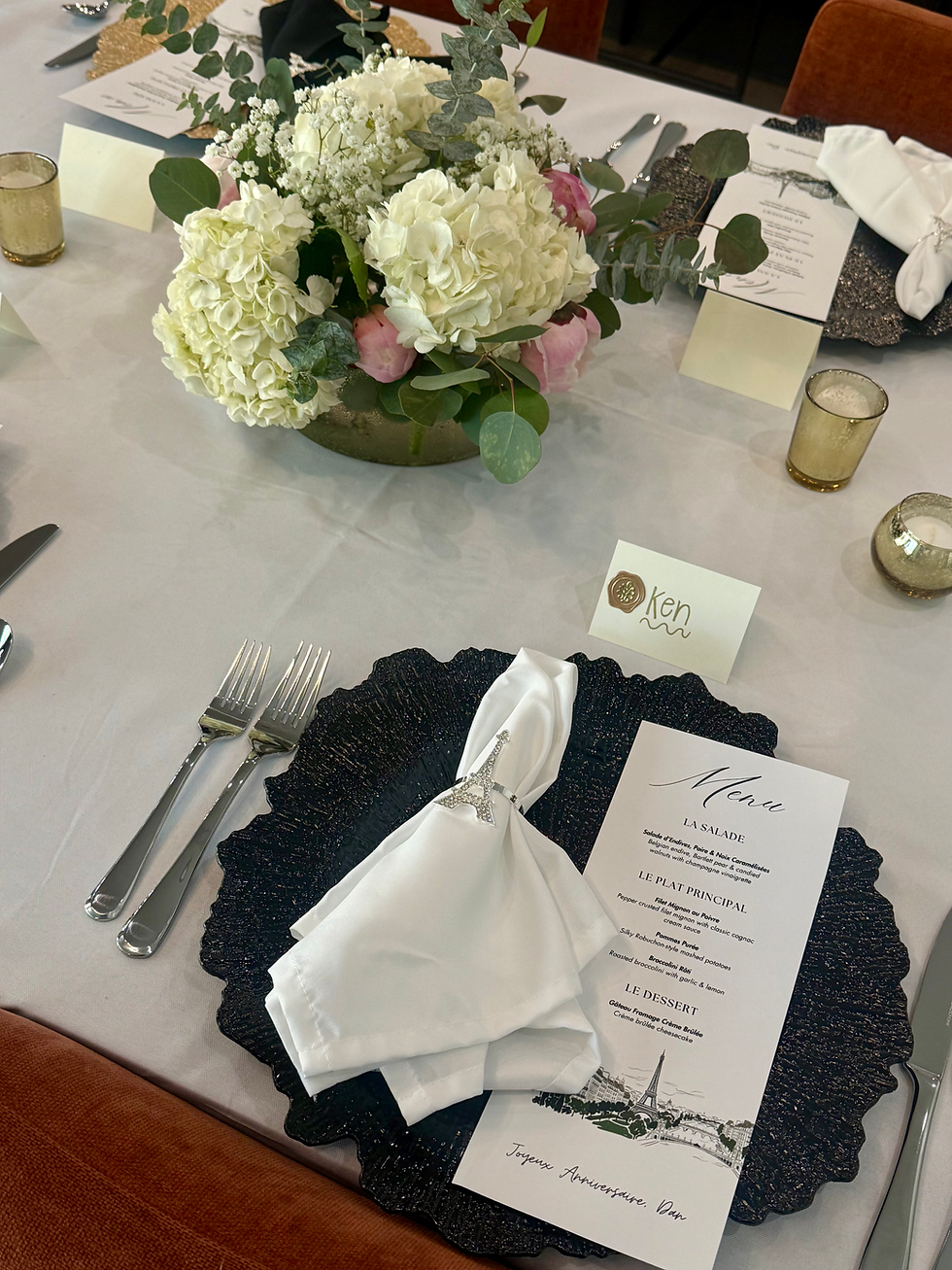 French themed dinner party table setting