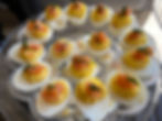 Deviled Eggs topped with Smoked Salmon and Dill