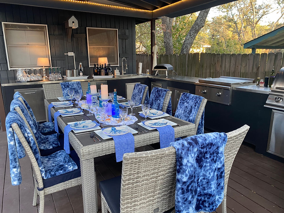 Warm outdoor dining table set for an intimate dinner at Catherine's Table