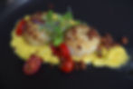 Seared Sea Scallops with Corn Puree and Crumbled Chorizo