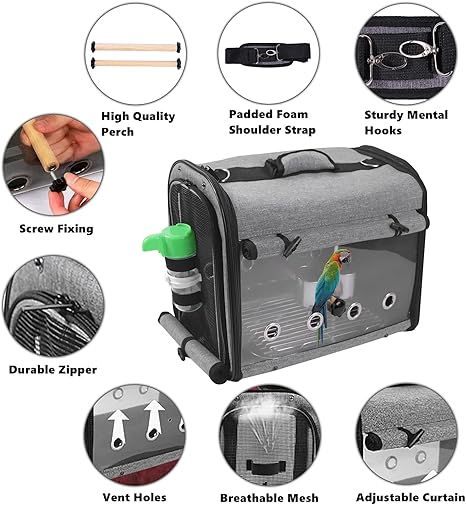 Thumbnail: Bird Carrier with Shades, Water bowls Included