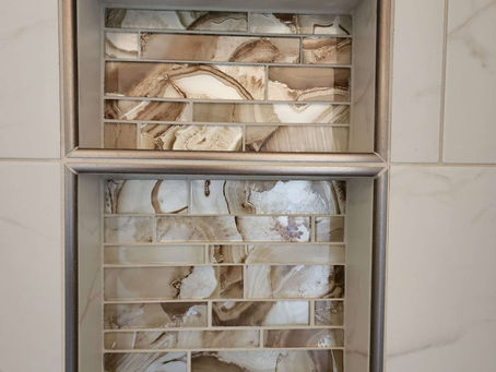 The Bronze quarter round ron-dec was a nice accent that gave the shower style and design that pops