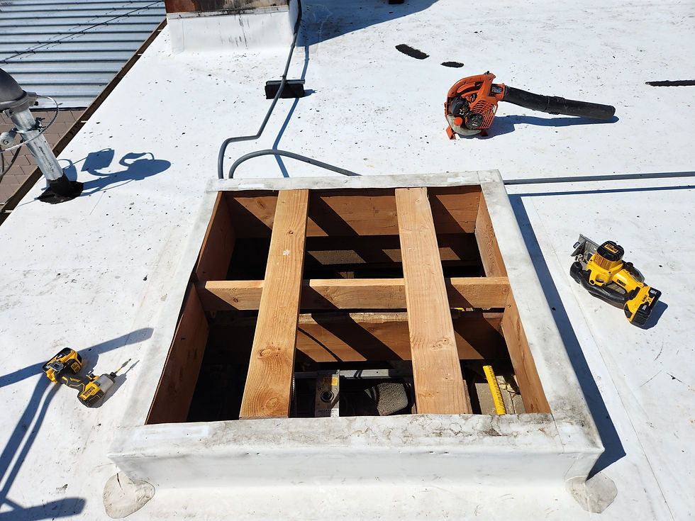 Commercial Curb Rebuild, During by First Rate Roofing Services