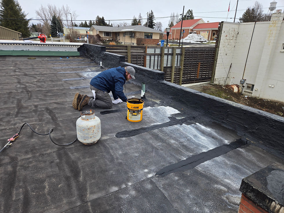 Flat Roof Repair in Progress by First Rate Roofing Services